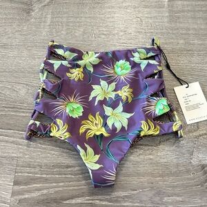 Acacia Swimwear Queens strappy high waisted Nia Bikini Bottom XS P $124